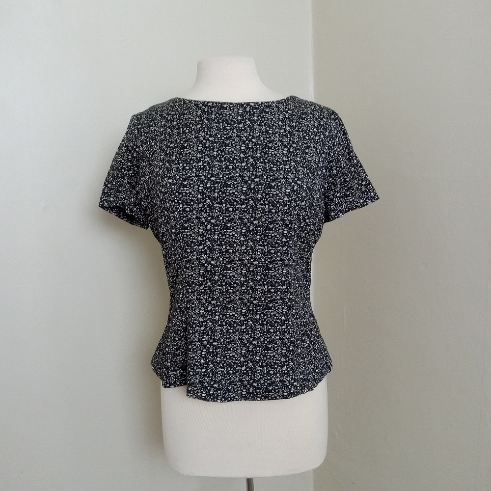 Nora Gardner Suzanne Jacquard Cotton Polyamide Short Sleeve Top